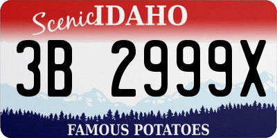 ID license plate 3B2999X