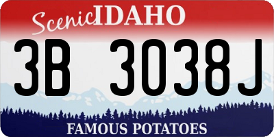 ID license plate 3B3038J