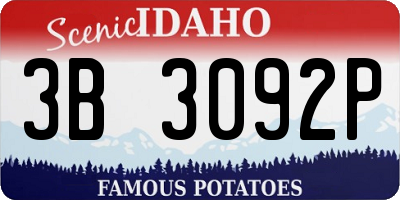 ID license plate 3B3092P