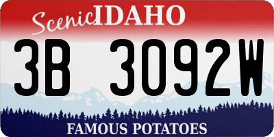 ID license plate 3B3092W