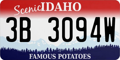 ID license plate 3B3094W