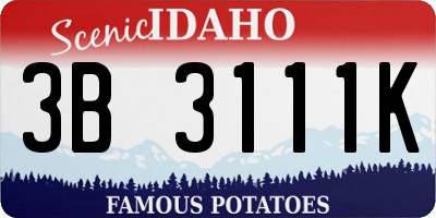 ID license plate 3B3111K
