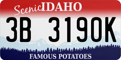 ID license plate 3B3190K