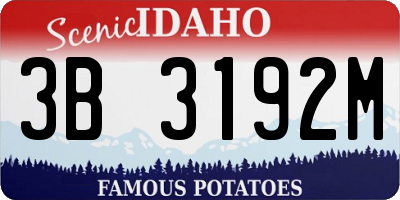 ID license plate 3B3192M
