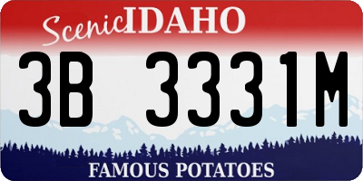 ID license plate 3B3331M