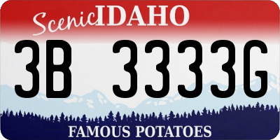 ID license plate 3B3333G