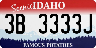 ID license plate 3B3333J