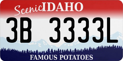 ID license plate 3B3333L