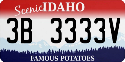 ID license plate 3B3333V