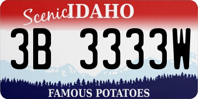 ID license plate 3B3333W