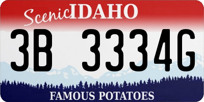 ID license plate 3B3334G