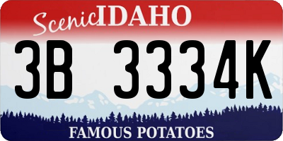 ID license plate 3B3334K