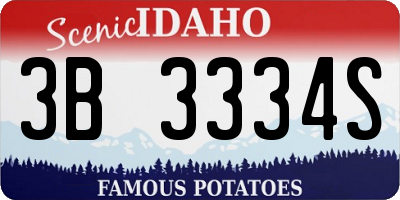 ID license plate 3B3334S