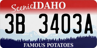 ID license plate 3B3403A