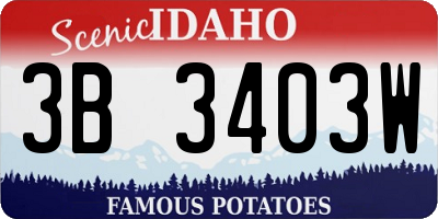 ID license plate 3B3403W