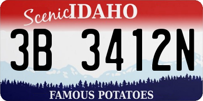 ID license plate 3B3412N