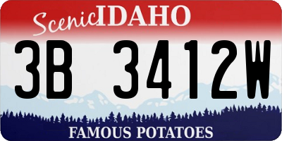 ID license plate 3B3412W