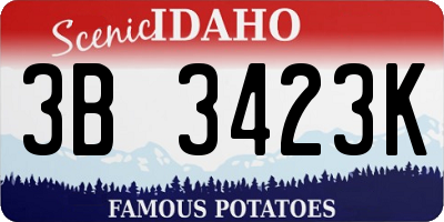 ID license plate 3B3423K