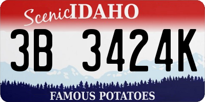 ID license plate 3B3424K