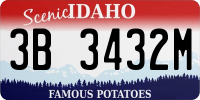 ID license plate 3B3432M