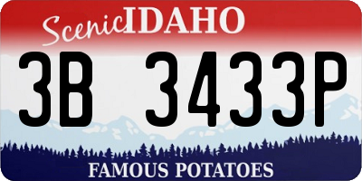 ID license plate 3B3433P