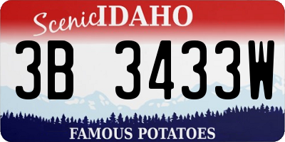 ID license plate 3B3433W