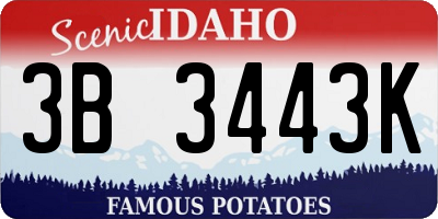 ID license plate 3B3443K