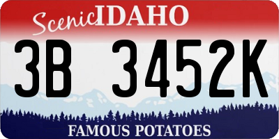 ID license plate 3B3452K