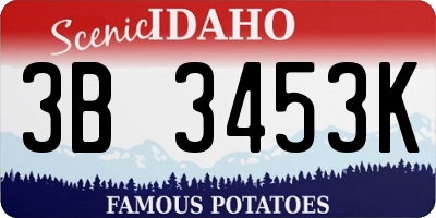 ID license plate 3B3453K