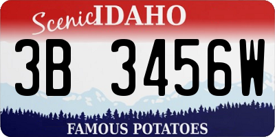 ID license plate 3B3456W