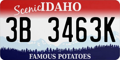 ID license plate 3B3463K