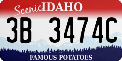 ID license plate 3B3474C
