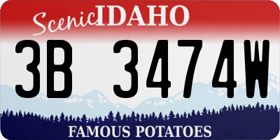 ID license plate 3B3474W