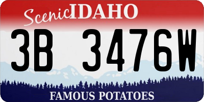 ID license plate 3B3476W