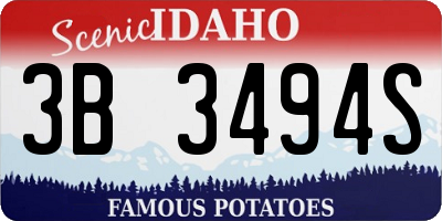 ID license plate 3B3494S