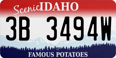 ID license plate 3B3494W