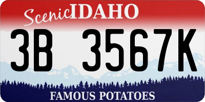 ID license plate 3B3567K