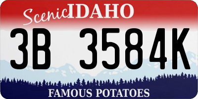 ID license plate 3B3584K