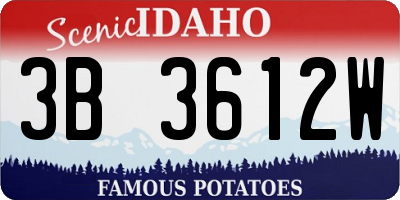 ID license plate 3B3612W