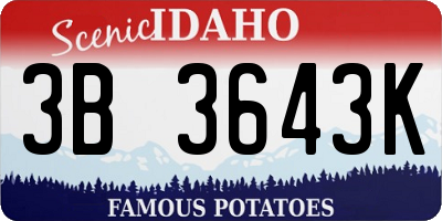 ID license plate 3B3643K