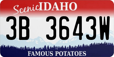 ID license plate 3B3643W