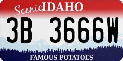 ID license plate 3B3666W