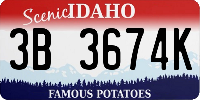 ID license plate 3B3674K