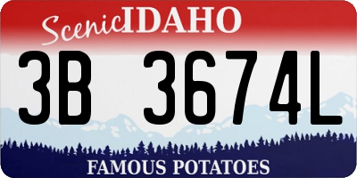 ID license plate 3B3674L