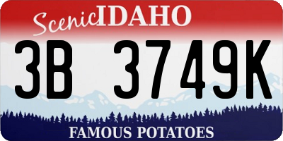 ID license plate 3B3749K