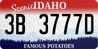 ID license plate 3B3777D
