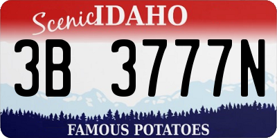 ID license plate 3B3777N