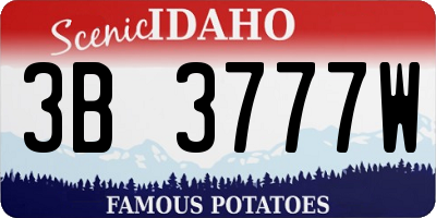 ID license plate 3B3777W