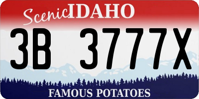 ID license plate 3B3777X