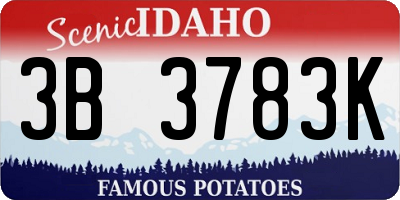 ID license plate 3B3783K